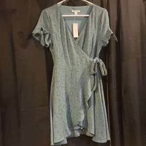 Sage green floral mini dress